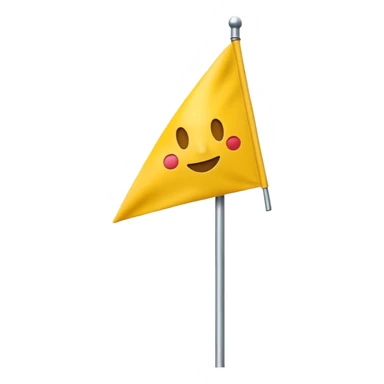 Apple emoji style smiley face triangular yellow flag on a pole. no face sticker