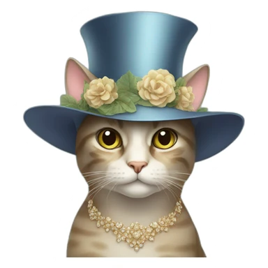 cat in a fancy hat sticker