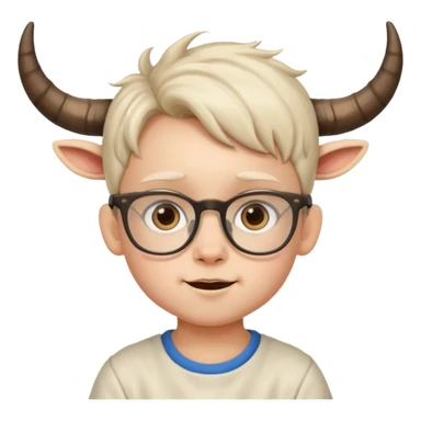 child with goat horn and eyeglasses sticker