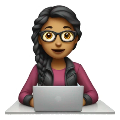 developer girl with laptop sticker
