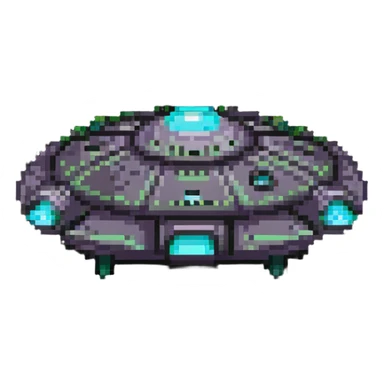 Retro flying saucer spaceship with glowing lights sticker