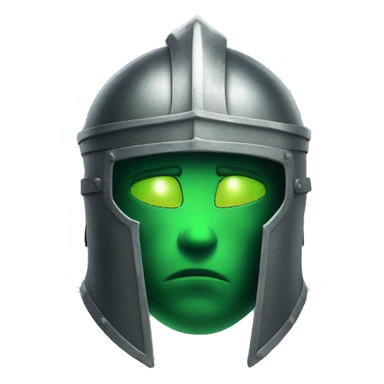 knight's head in a helmet with green light coming out of his eyes sticker