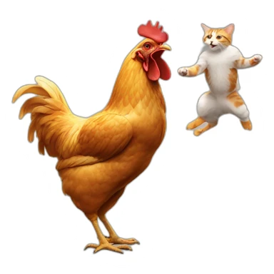 a chicken slapping a cat sticker