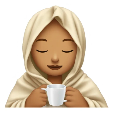 girl with blond cuivré hair inside a blanket sipping coffee eyes closed sticker