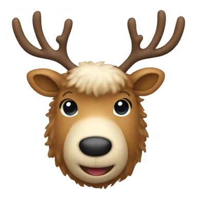 Light brown fuzzy reindeer sticker