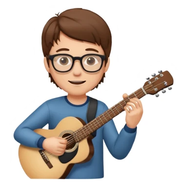 white Guy with glasses with brown hair playing a guitar sticker