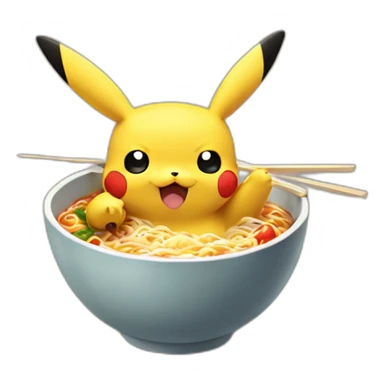 Pikachu qui mange des ramen sticker