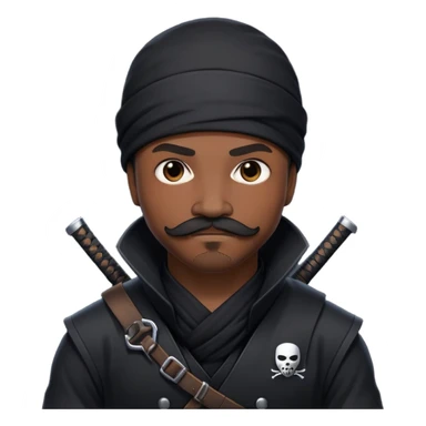 african-american web developer mustache mercenary black asymmetrical ninja hacker sticker