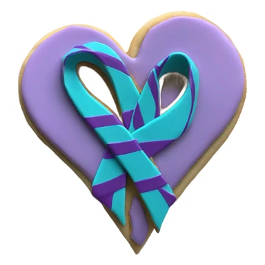 Purple teal Suicide awareness ribbon on heart cookie sticker