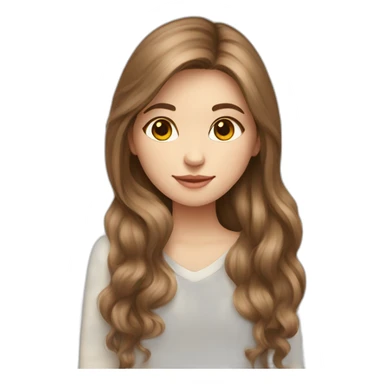 Girl-with-long-brown-hair-and-cat-angora-beige-and-white sticker