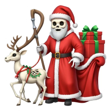 the Grim reaper dressed as Santa.... What gifts would be in his Sleigh.... What would his Sleigh likely look like.... Would the reindeer be skeletons, or ordinary reindeer sticker
