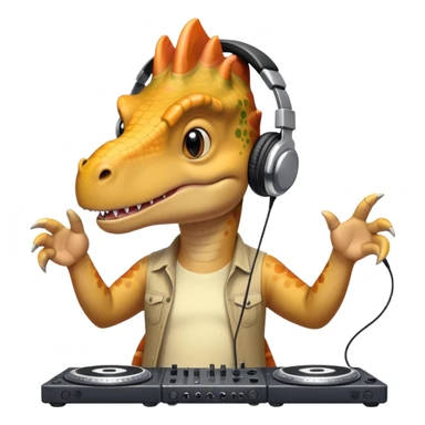 Dinosaurio músico DJ en un concierto  sticker