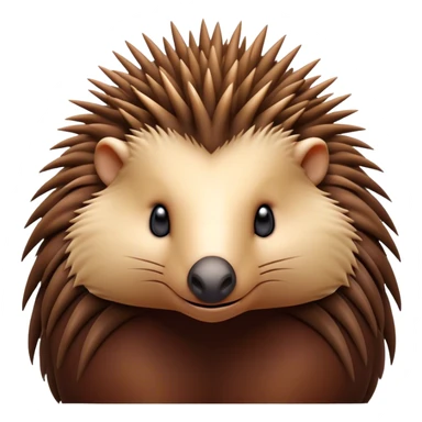 Cinematic Noble Echidna Portrait Emoji, Poised and regal, with a compact, spiky build and a textured, bristly fur in earthy browns, a distinctive pointed snout and keen, soulful eyes, Simplified yet sharp and sophisticated features, highly detailed, glowing with a warm, dignified glow, high shine, intelligent and resilient, stylized with an air of prickly elegance, focused and attentive, soft glowing outline, capturing the essence of a watchful and confident echidna, so majestic it feels as though it could scurry out of the screen with effortless authority! sticker
