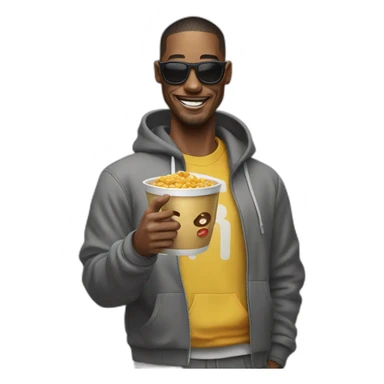 man with a cereal bowl head making a thumbs up in streetwear sticker