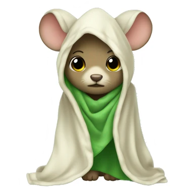 a maus withe a blanket green over her head a little a very cute maus sticker