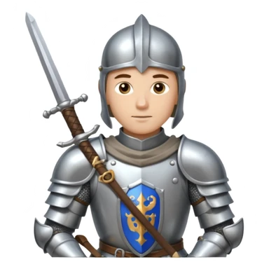 a knight in bright silver armor, holding a sword sticker