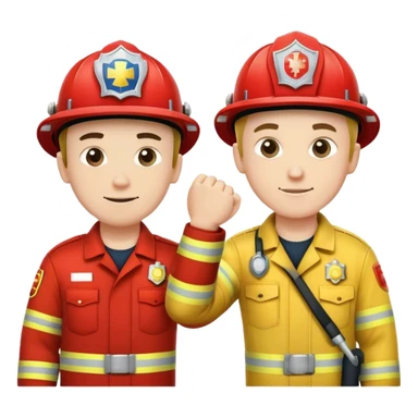 Fireman and Paramedic standing together and making fist bump  sticker