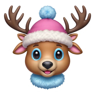 Tony Tony Chopper in cute reindeer form with pink hat and blue nose sticker