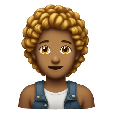 Adolescente con el pelo rizado hacia delante sticker