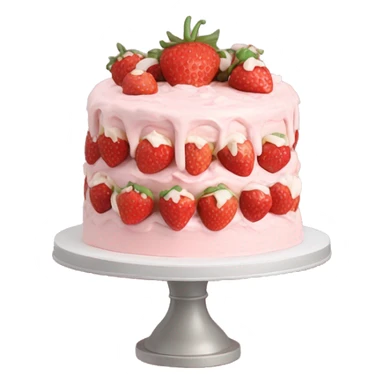 Light Pink strawberries and cream birthday cake without a plate sticker