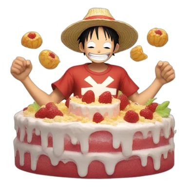 Luffy eat whole cake island sticker