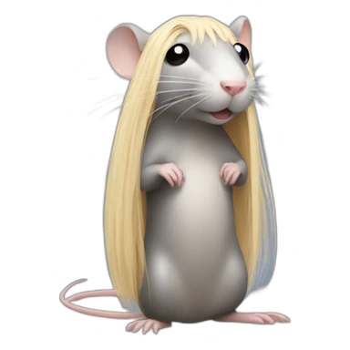 Rat standing up with long blond hair sticker