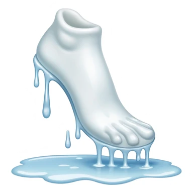 Foot covered in  white liquid  sticker