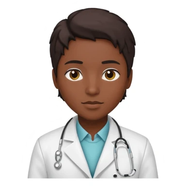 androgynous dark tone skin physician, NO stethoscope around neck sticker