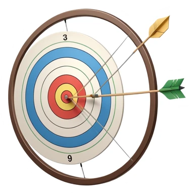 A close-up of a bowstring pulled taut with an arrow aimed at a target. The target's concentric rings are visible in the background, highlighting the focus and precision required for archery. The scene captures the grace and concentration of the sport. sticker