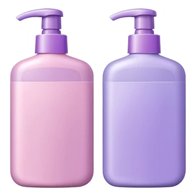 two shampoo bottles, one light pink and one lilac sticker