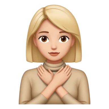 woman with hands crossed around her neck sticker