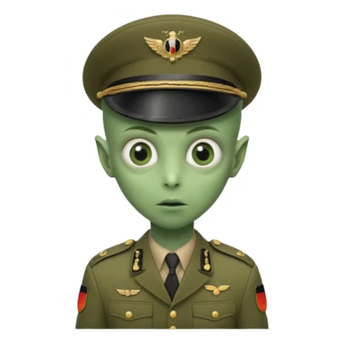 alien, wearing deutch soldier custome, half body sticker