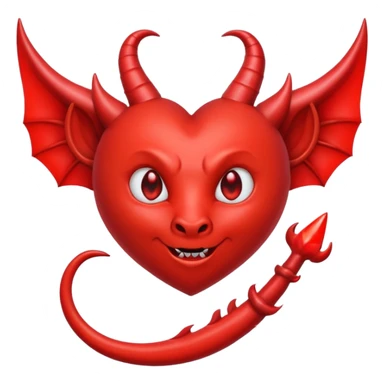 Red heart with devil horns and a devils tail and a halo above the pointed devils tail sticker