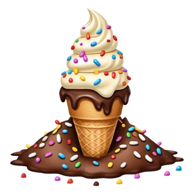 Ice cream cone faced down on top of a pile of dog shit sticker