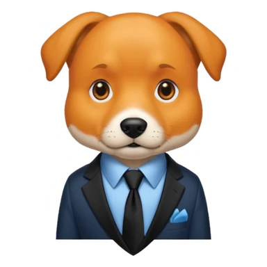 orange dog with black tie,blue shirt sticker