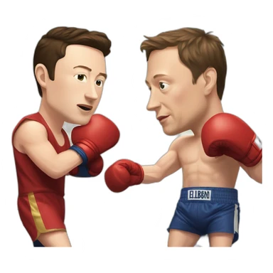 elon musk and mark zuckerburg in a boxing ring sticker