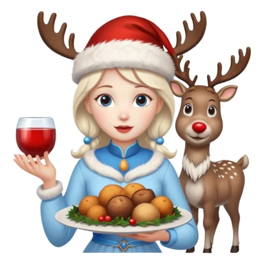 please include christmas attributes: deer, food, santa, snow maid sticker