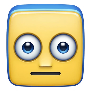geometery dash square yellow body blue face square mouth and eyes sticker