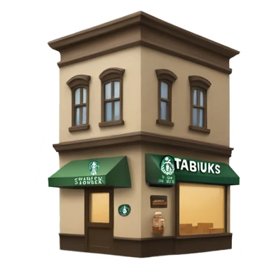 One coffee shop building with one starbucks logo sticker