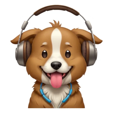 dog with headphones on and eyes closed and tongue out  sticker