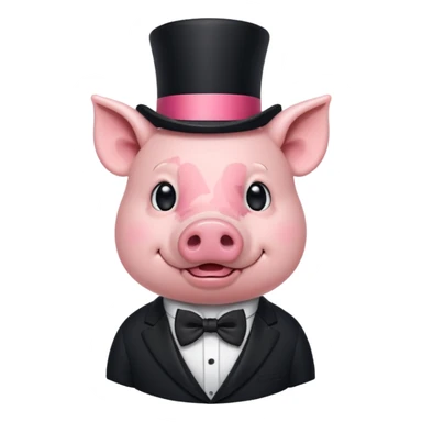 Gentleman Pig – pig with black top hat and bow tie sticker
