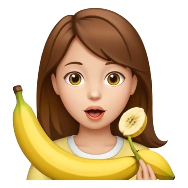 Brown hair Girl with banana in her mouth sticker