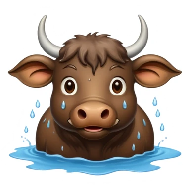A funny water buffalo in the water  sticker