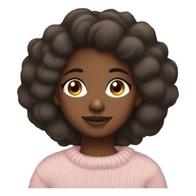 Pretty brown eyed black girl with light pink sweater reading cozy sticker