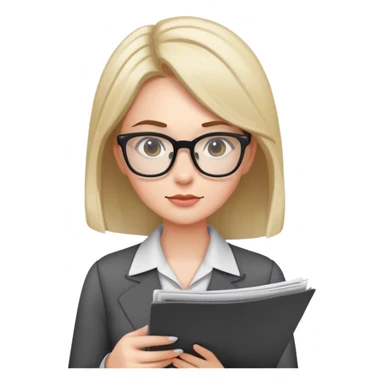 female office worker reviewing paperwork sticker