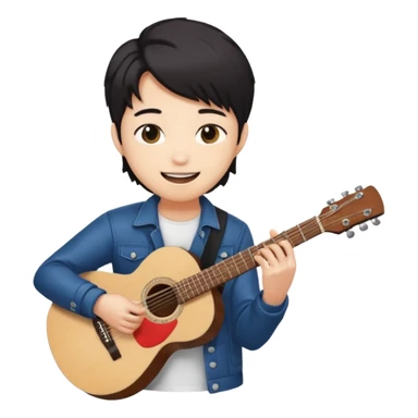 a kpop idol plying a guitar sticker