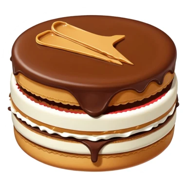 alfajor típico relleno de dulce de leche y cubierto de chocolate, mordido sticker