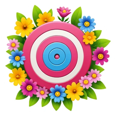 A colorful bullseye target with spring flowers around it sticker