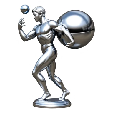 sorayama Sisyphus carrying big sphere on his back sculpture sticker