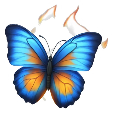 blue butterfly on fire sticker